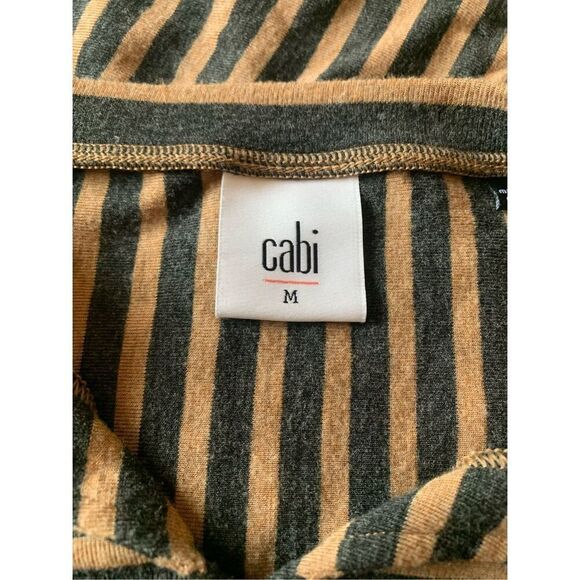 CAbi Brown Striped Slant T Shirt Tunic V Neck light long sleeve size M - Picture 5 of 6